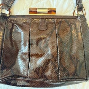 Antonio Melani leather Brown Snakeskin Pattern Shoulder Bag